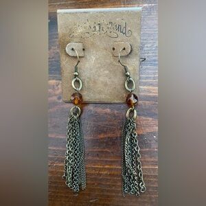 Bronze and Brown Tassel Dangle Earrings